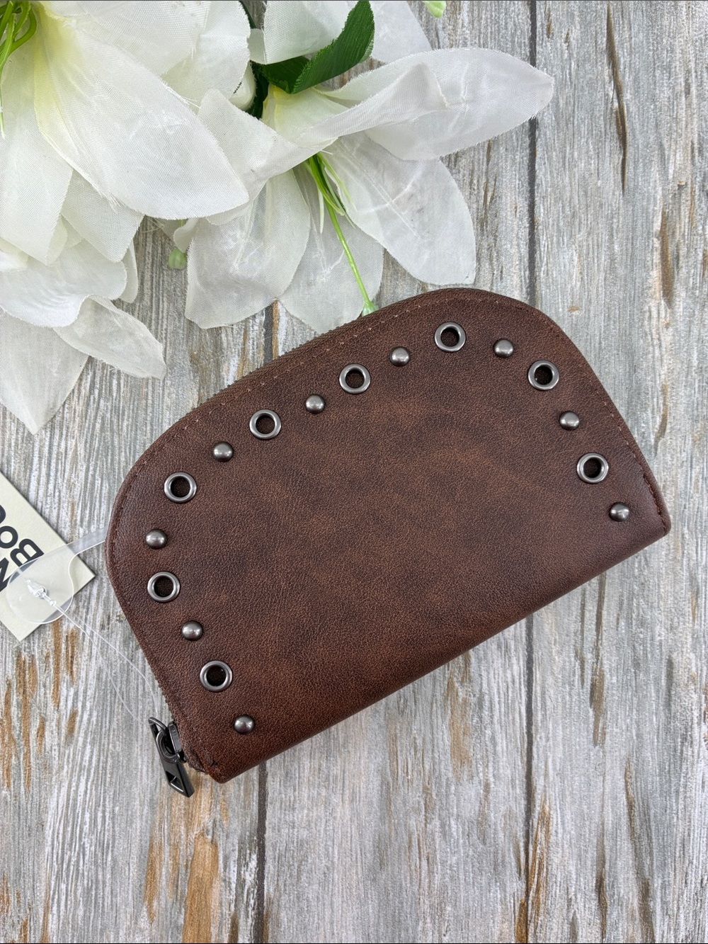 Women’s Fashion Moto Rounded Wallet Brown Purse